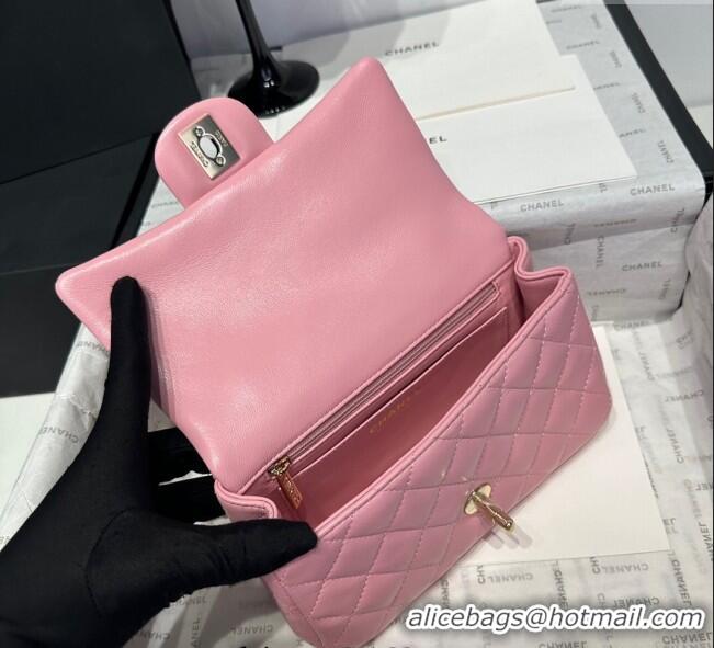 Buy Classic Chanel Coco Lambskin Mini Flap Bag with Top Handle AS2431 Light Pink 2025