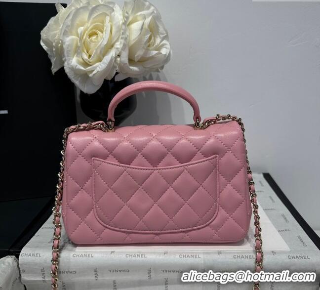 Buy Classic Chanel Coco Lambskin Mini Flap Bag with Top Handle AS2431 Light Pink 2025