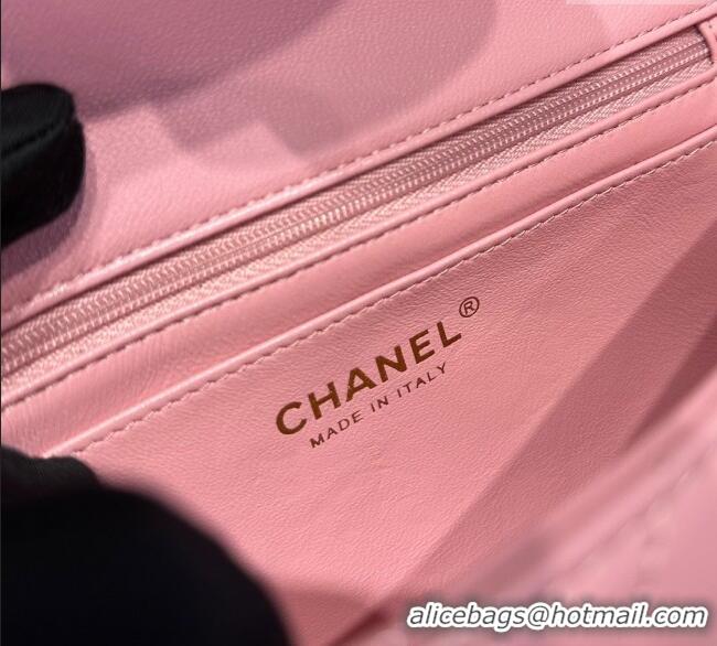 Buy Classic Chanel Coco Lambskin Mini Flap Bag with Top Handle AS2431 Light Pink 2025