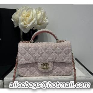 Cheapest Chanel Coco Tweed Mini Flap Bag with Top Handle AS2431 Light Pink 2025