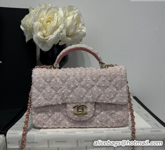 Cheapest Chanel Coco Tweed Mini Flap Bag with Top Handle AS2431 Light Pink 2025