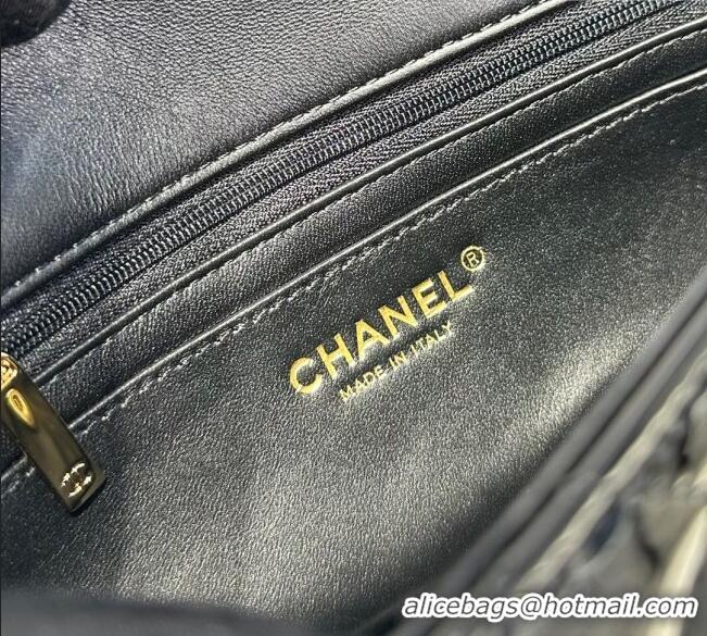 Luxury New Chanel Coco Patent Calfskin Mini Flap Bag with Top Handle AS2431 Black 2025