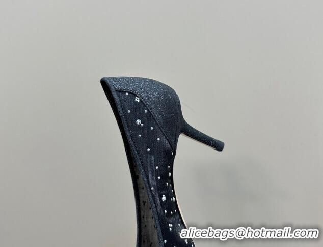 Shop Duplicate Jimmy Choo Love Pumps 6.5cm in Glitters and Mesh with Strass Black 1224029