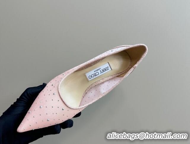 Popular Style Jimmy Choo Love Pumps 6.5cm in Glitters and Mesh with Strass Pink 1224030