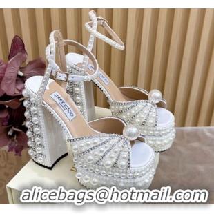 Charming Jimmy Choo Sacaria Platform Sandals 16cm in Pearls and Strass 0225015