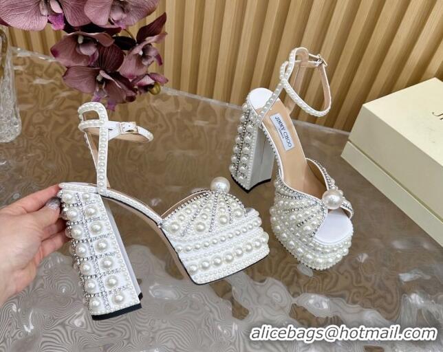 Charming Jimmy Choo Sacaria Platform Sandals 16cm in Pearls and Strass 0225015