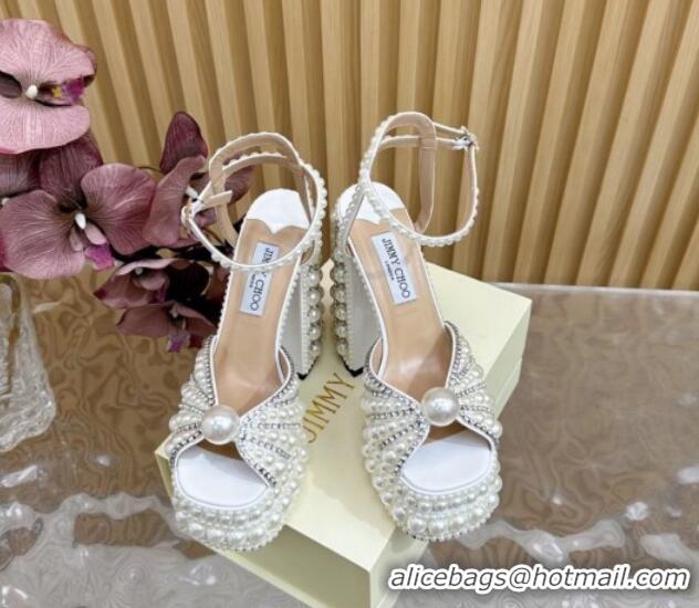 Charming Jimmy Choo Sacaria Platform Sandals 16cm in Pearls and Strass 0225015