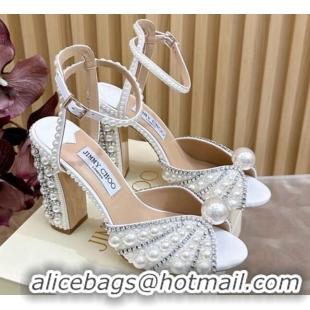 Cheap Price Jimmy Choo Sacaria Heel Sandals 10.5cm in Pearls and Strass 0225017