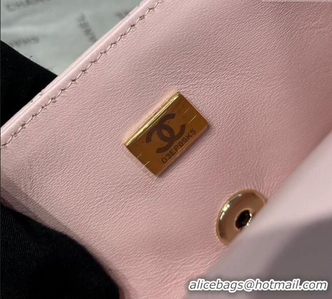 Luxury Cheap Chanel Coco Lambskin Mini Flap Bag with Top Handle AS2431 Pale Pink 2025