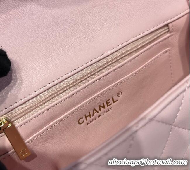 Luxury Cheap Chanel Coco Lambskin Mini Flap Bag with Top Handle AS2431 Pale Pink 2025