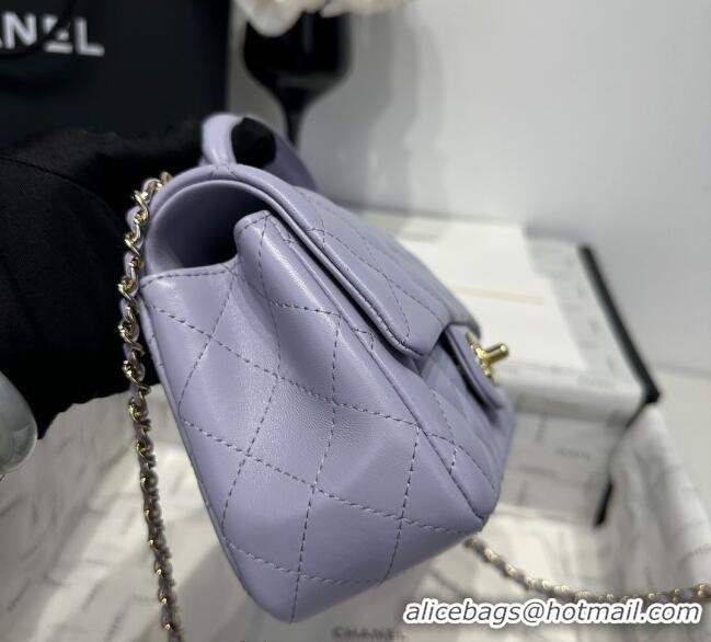 Cheap Wholesale Chanel Coco Lambskin Mini Flap Bag with Top Handle AS2431 Pale Purple 2025