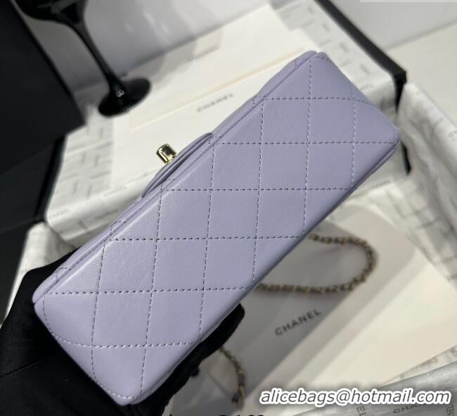 Cheap Wholesale Chanel Coco Lambskin Mini Flap Bag with Top Handle AS2431 Pale Purple 2025