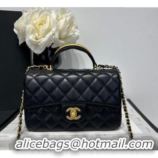 Discount Chanel Coco Lambskin Mini Flap Bag with Top Handle AS2431 Black/Gold Hardware 2025