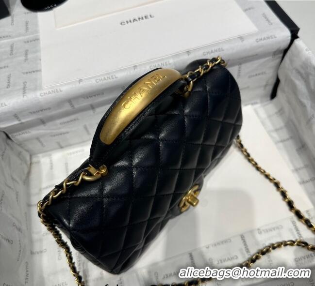 Discount Chanel Coco Lambskin Mini Flap Bag with Top Handle AS2431 Black/Gold Hardware 2025