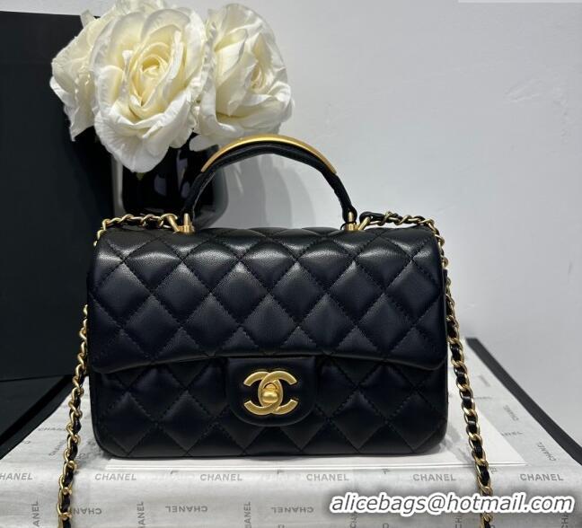 Discount Chanel Coco Lambskin Mini Flap Bag with Top Handle AS2431 Black/Gold Hardware 2025