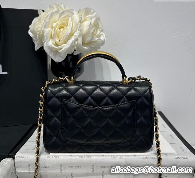 Discount Chanel Coco Lambskin Mini Flap Bag with Top Handle AS2431 Black/Gold Hardware 2025