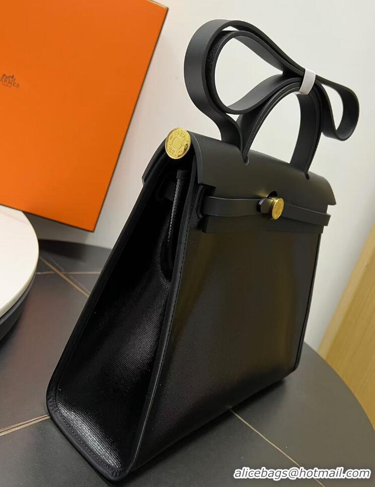 Trendy Design Hermes HerBag 31cm Zip Bag In Canvas and Calf Leather H5412 Black 2025