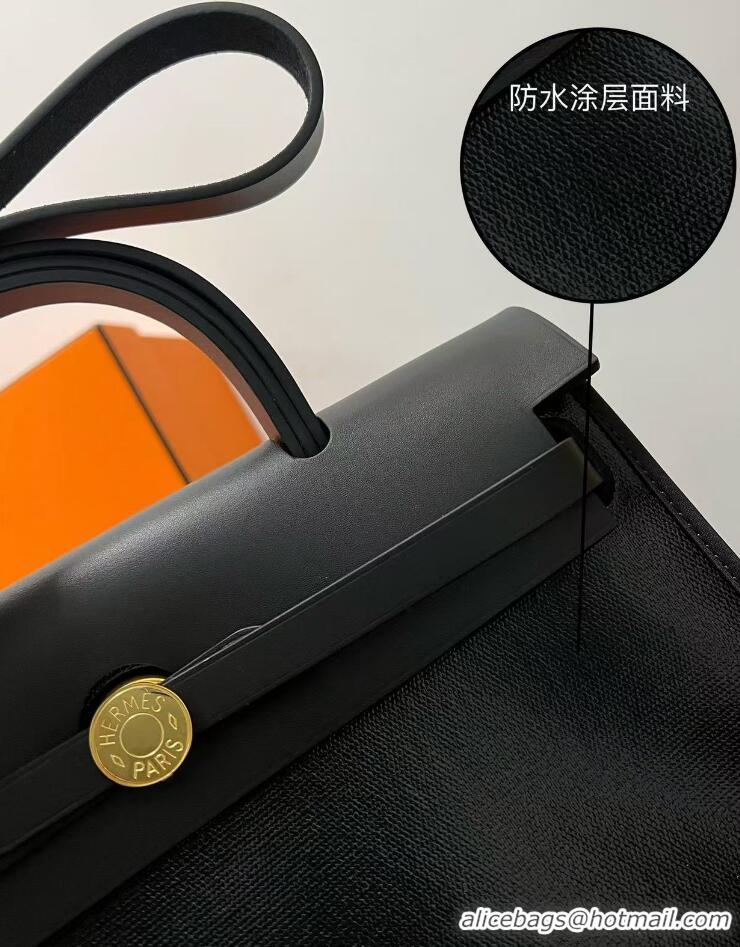 Trendy Design Hermes HerBag 31cm Zip Bag In Canvas and Calf Leather H5412 Black 2025