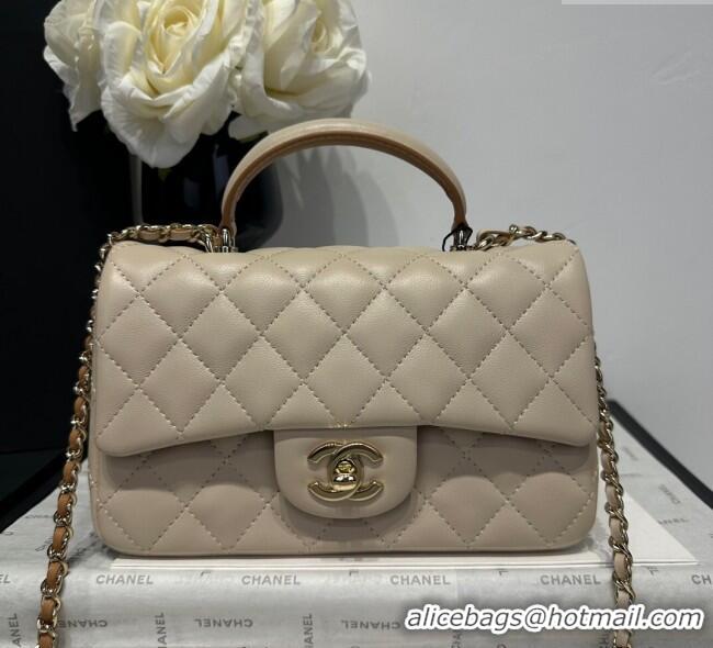 Big Discount Chanel Coco Bicolor Lambskin Mini Flap Bag with Top Handle AS2431 Beige/Brown 2025