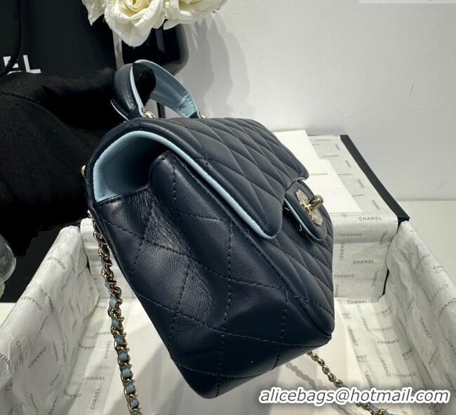 Buy Discount Chanel Coco Bicolor Lambskin Mini Flap Bag with Top Handle AS2431 Black/Blue 2025