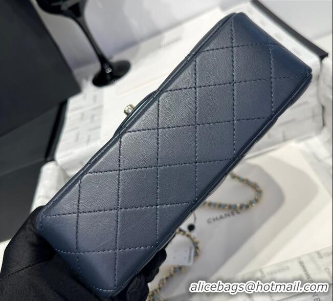 Buy Discount Chanel Coco Bicolor Lambskin Mini Flap Bag with Top Handle AS2431 Black/Blue 2025