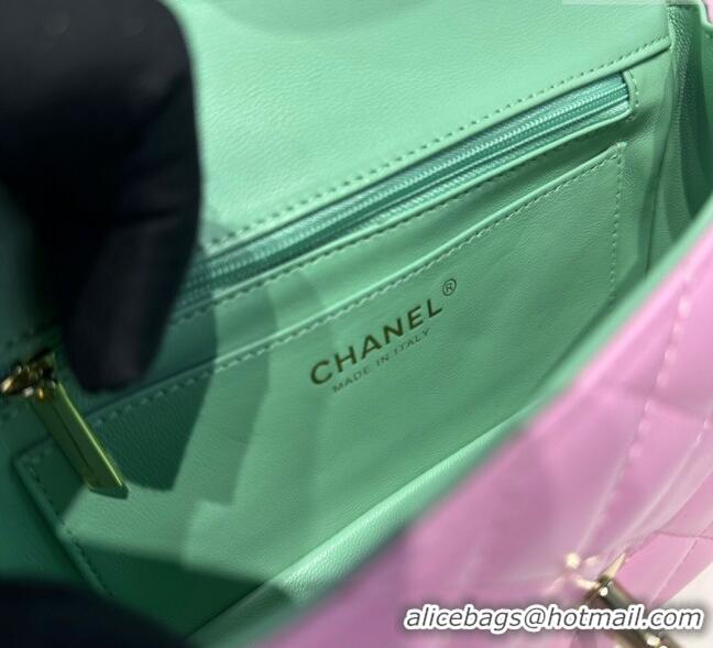 Buy Inexpensive Chanel Coco Bicolor Lambskin Mini Flap Bag with Top Handle AS2431 Pink/Green 2025