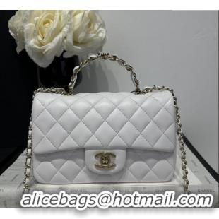 Best Price Chanel Coco Lambskin Mini Flap Bag with Chain Top Handle AS2431 White 2025