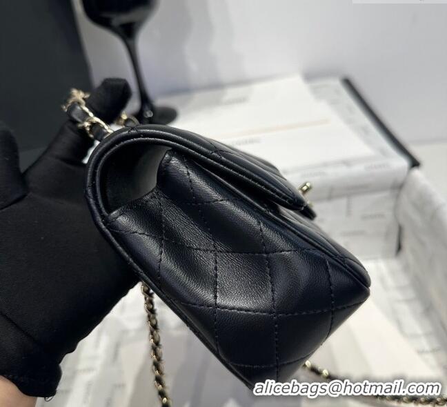 Well Crafted Chanel Coco Lambskin Mini Flap Bag with Chain Top Handle AS2431 Black 2025