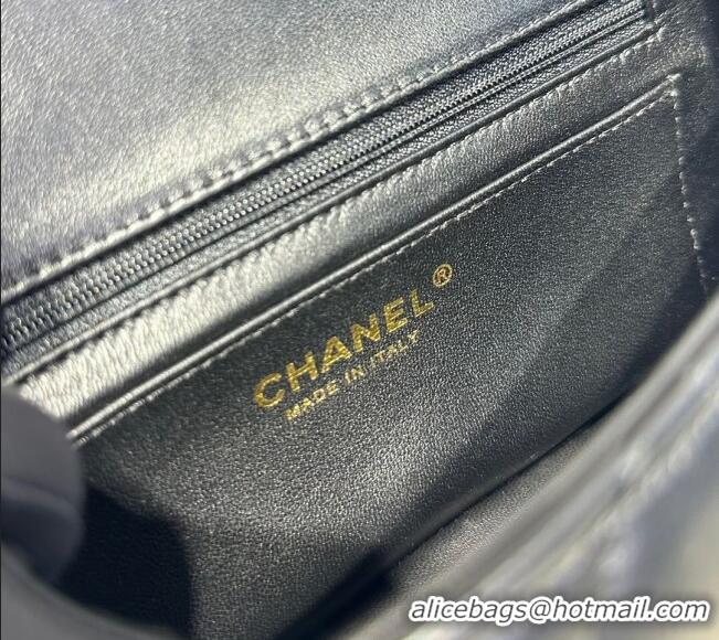 Well Crafted Chanel Coco Lambskin Mini Flap Bag with Chain Top Handle AS2431 Black 2025