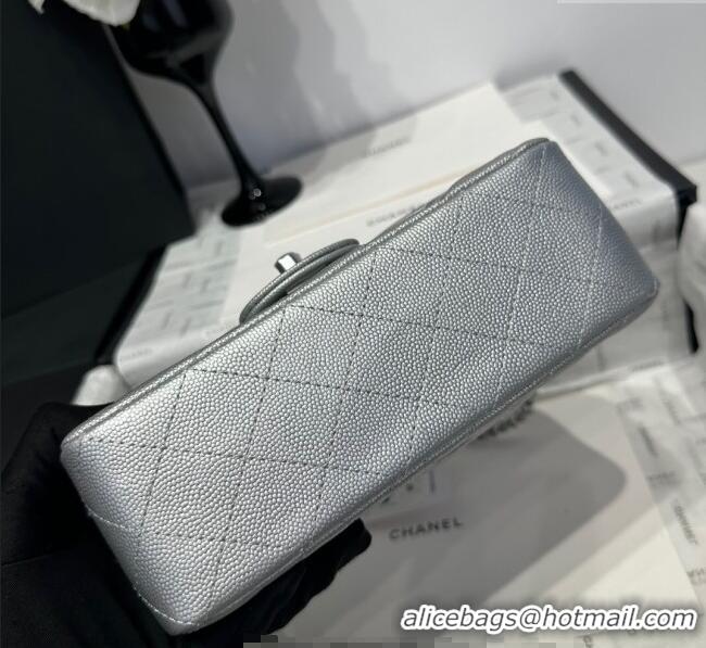 Top Design Chanel Coco Grained Calfskin Mini Flap Bag with Chain Top Handle AS2431 Silver 2025