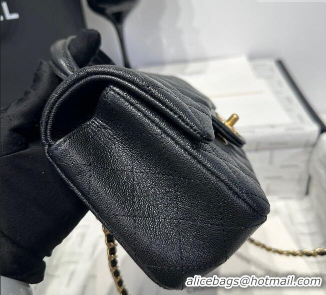 Famous Brand Chanel Coco Grained Calfskin Mini Flap Bag with Chain Top Handle AS2431 Black 2025