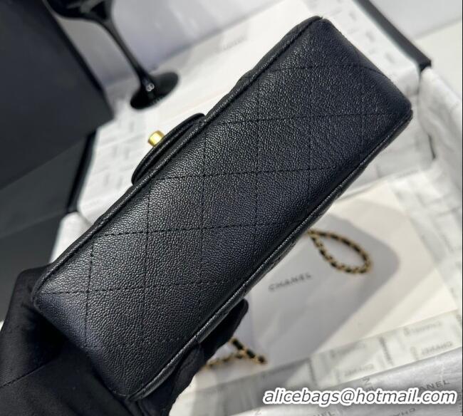 Famous Brand Chanel Coco Grained Calfskin Mini Flap Bag with Chain Top Handle AS2431 Black 2025