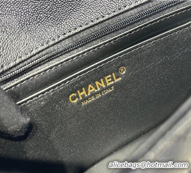 Famous Brand Chanel Coco Grained Calfskin Mini Flap Bag with Chain Top Handle AS2431 Black 2025