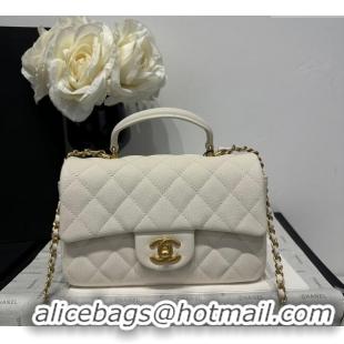 Cheap Price Chanel Coco Grained Calfskin Mini Flap Bag with Chain Top Handle AS2431 White 2025