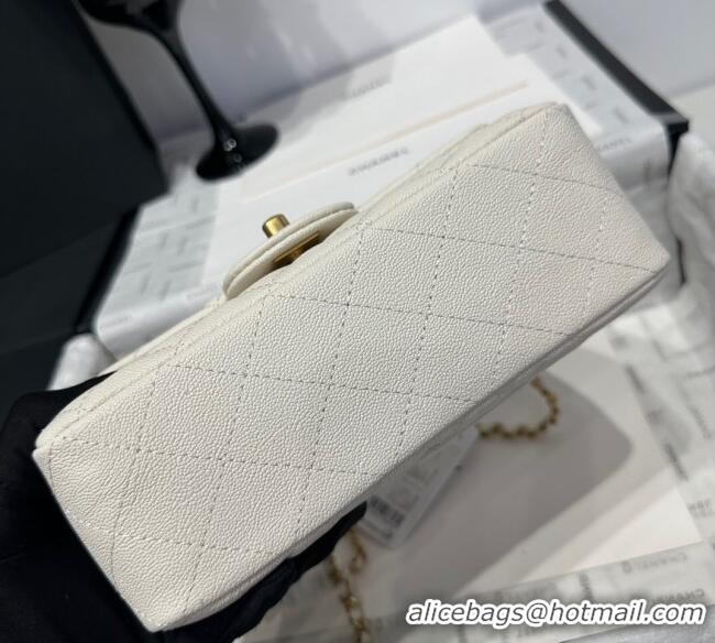 Cheap Price Chanel Coco Grained Calfskin Mini Flap Bag with Chain Top Handle AS2431 White 2025