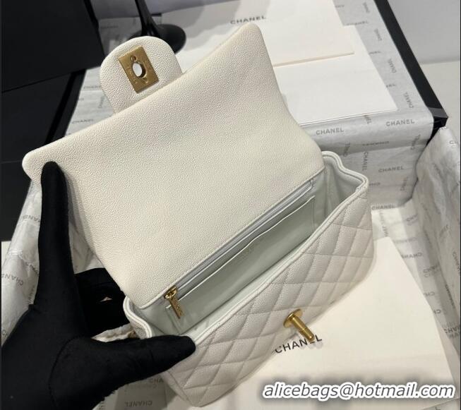 Cheap Price Chanel Coco Grained Calfskin Mini Flap Bag with Chain Top Handle AS2431 White 2025