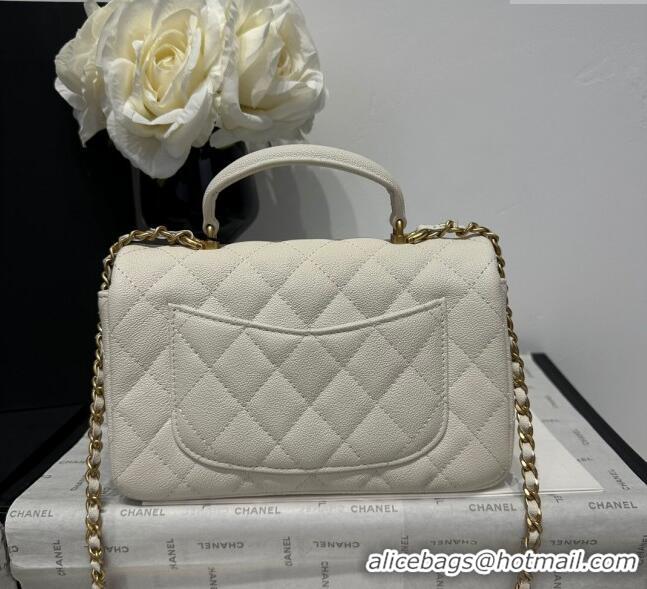 Cheap Price Chanel Coco Grained Calfskin Mini Flap Bag with Chain Top Handle AS2431 White 2025