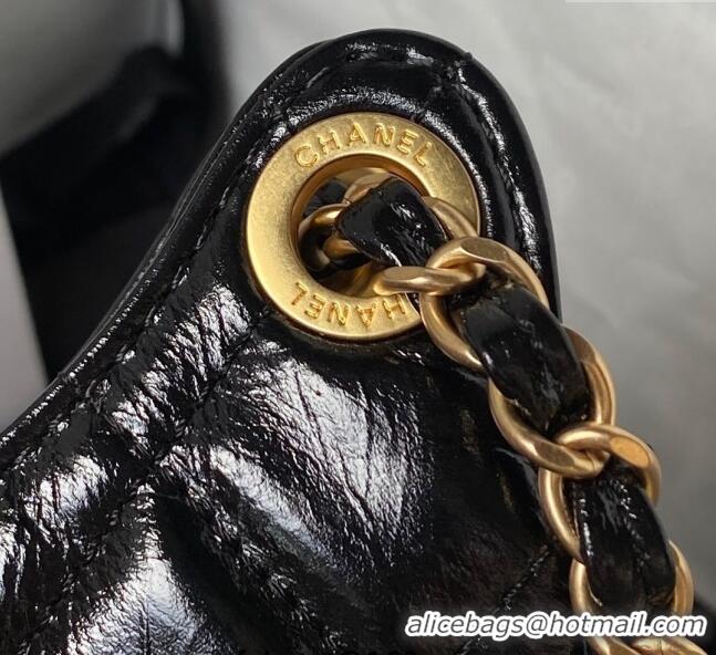 Top Grade Chanel Shiny Crumpled Calfskin Hobo Bag AS4322 Black 2025