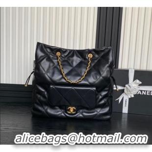 Traditional Specials Chanel Shiny Lambskin Shopping Bag AS5315 Black 2025