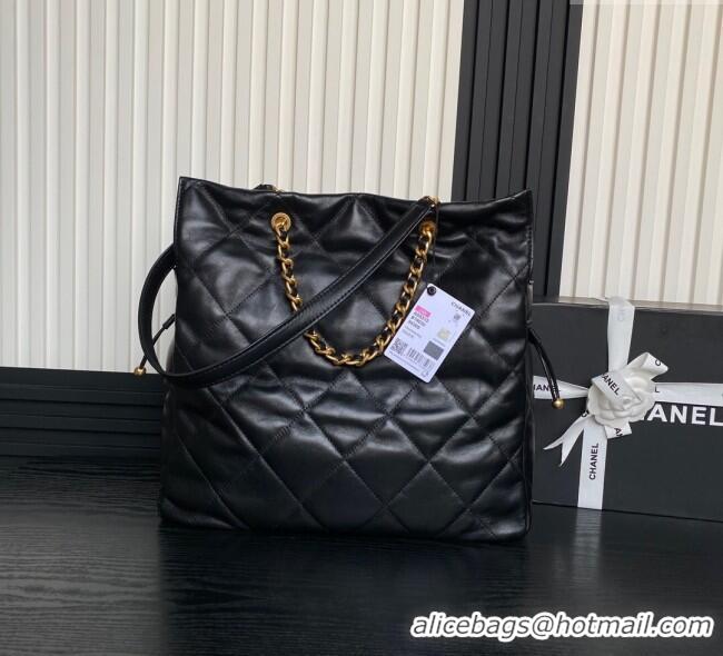 Traditional Specials Chanel Shiny Lambskin Shopping Bag AS5315 Black 2025