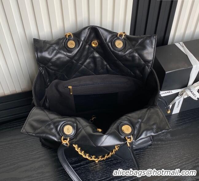 Traditional Specials Chanel Shiny Lambskin Shopping Bag AS5315 Black 2025