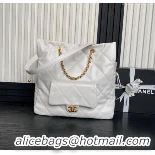 Big Discount Chanel Shiny Lambskin Shopping Bag AS5315 White 2025