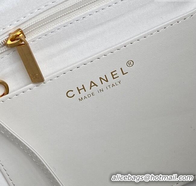 Big Discount Chanel Shiny Lambskin Shopping Bag AS5315 White 2025