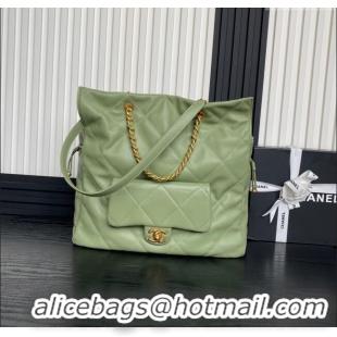 Big Discount Chanel Shiny Lambskin Shopping Bag AS5315 Light Green 2025