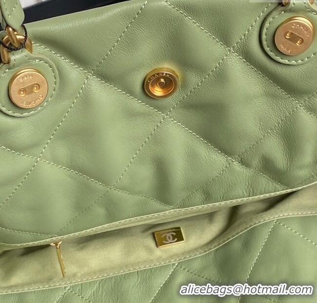 Big Discount Chanel Shiny Lambskin Shopping Bag AS5315 Light Green 2025