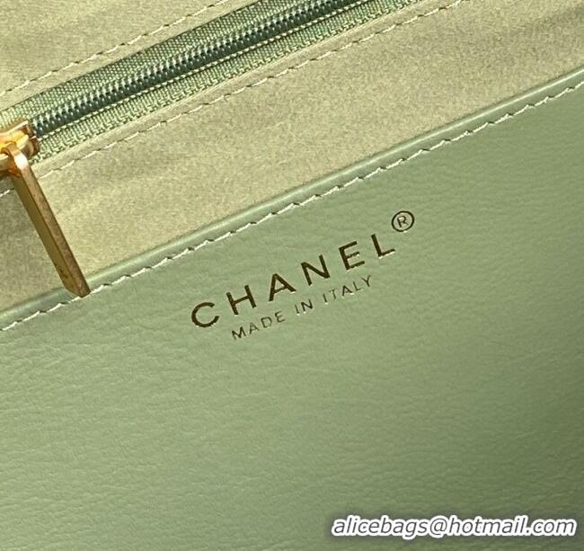 Big Discount Chanel Shiny Lambskin Shopping Bag AS5315 Light Green 2025