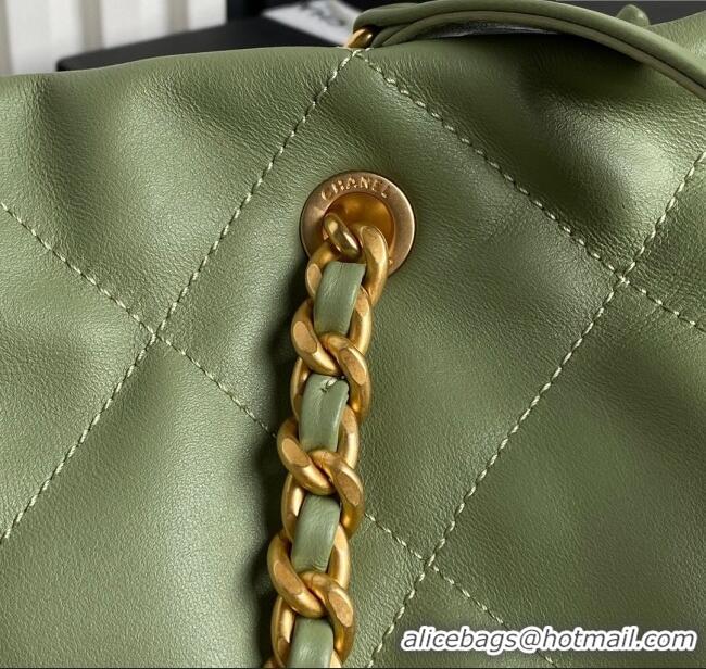 Big Discount Chanel Shiny Lambskin Shopping Bag AS5315 Light Green 2025