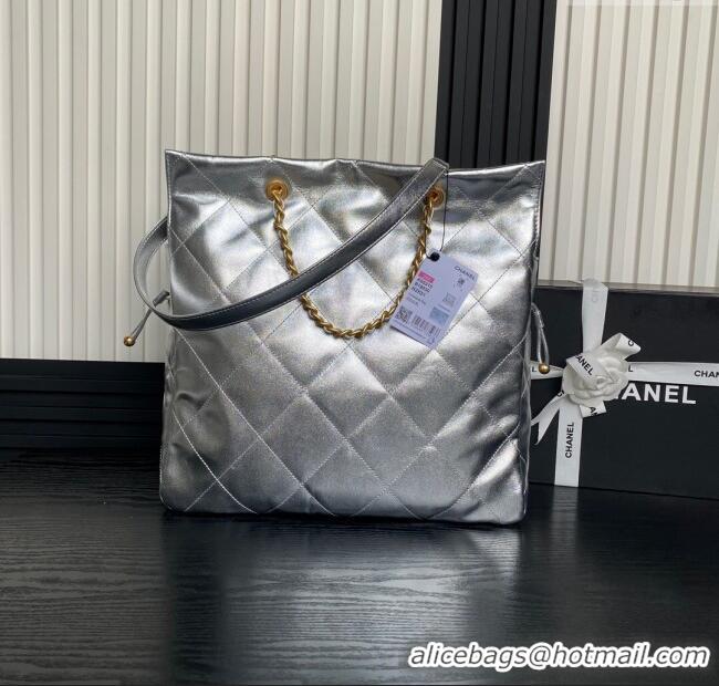 Well Crafted Chanel Shiny Lambskin Shopping Bag AS5315 Silver-Tone 2025