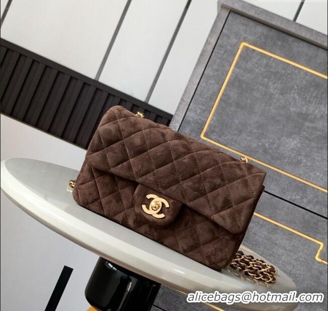 Best Quality Chanel Suede Classic Mini Flap Bag A69900 Dark Coffee 2025