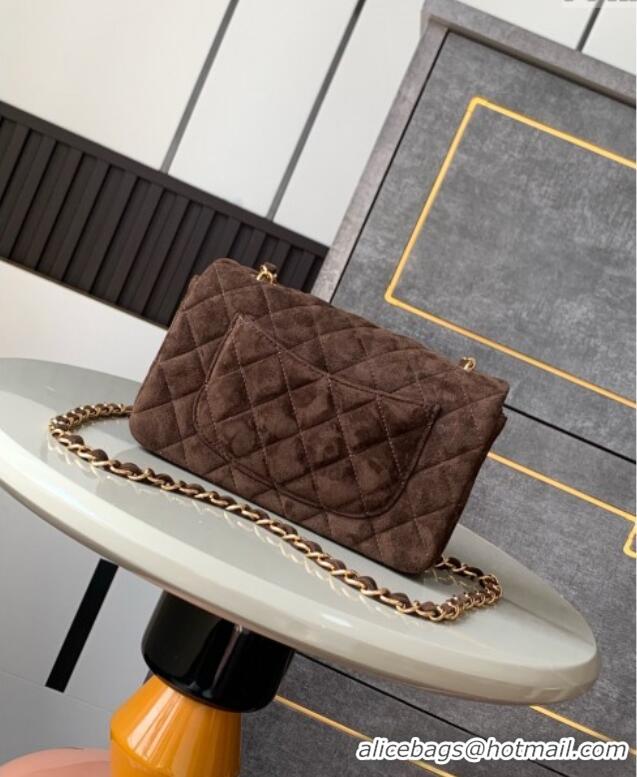 Best Quality Chanel Suede Classic Mini Flap Bag A69900 Dark Coffee 2025